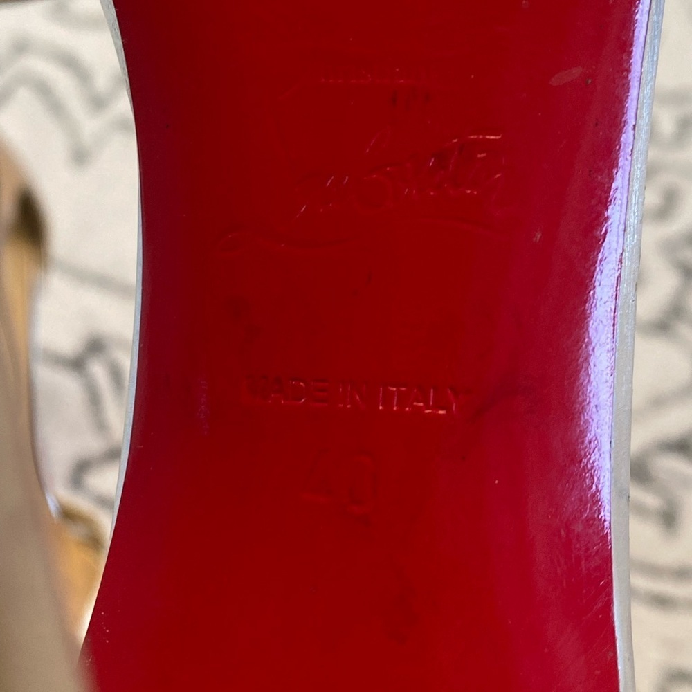 Christian Louboutin Tan and Cream Strappy Heels - Picture 10 of 11